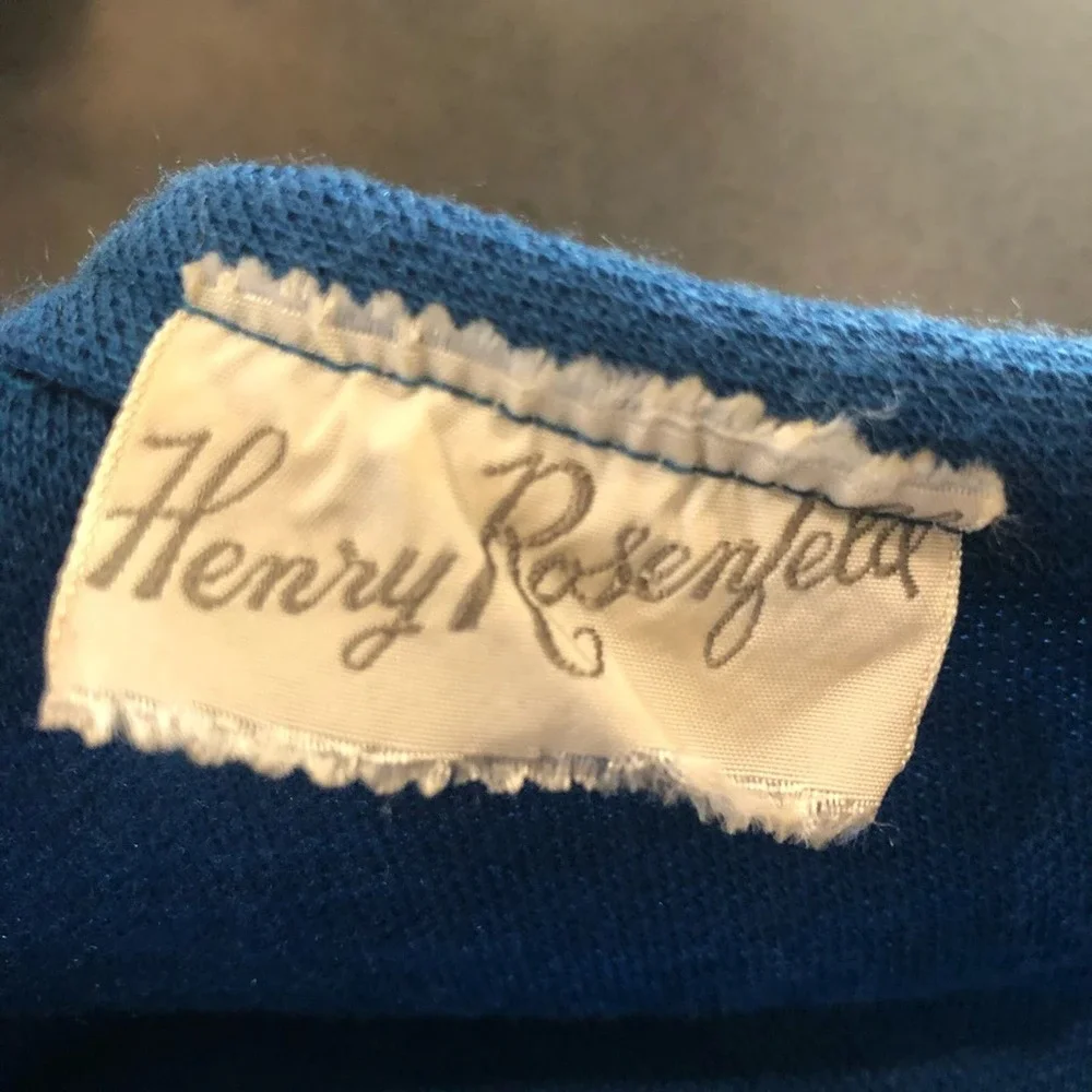 Vintage Henry Rosenfeld Skirt & Top Sweater Knit 50's Outfit Matching Set Blue - Picture 14 of 16